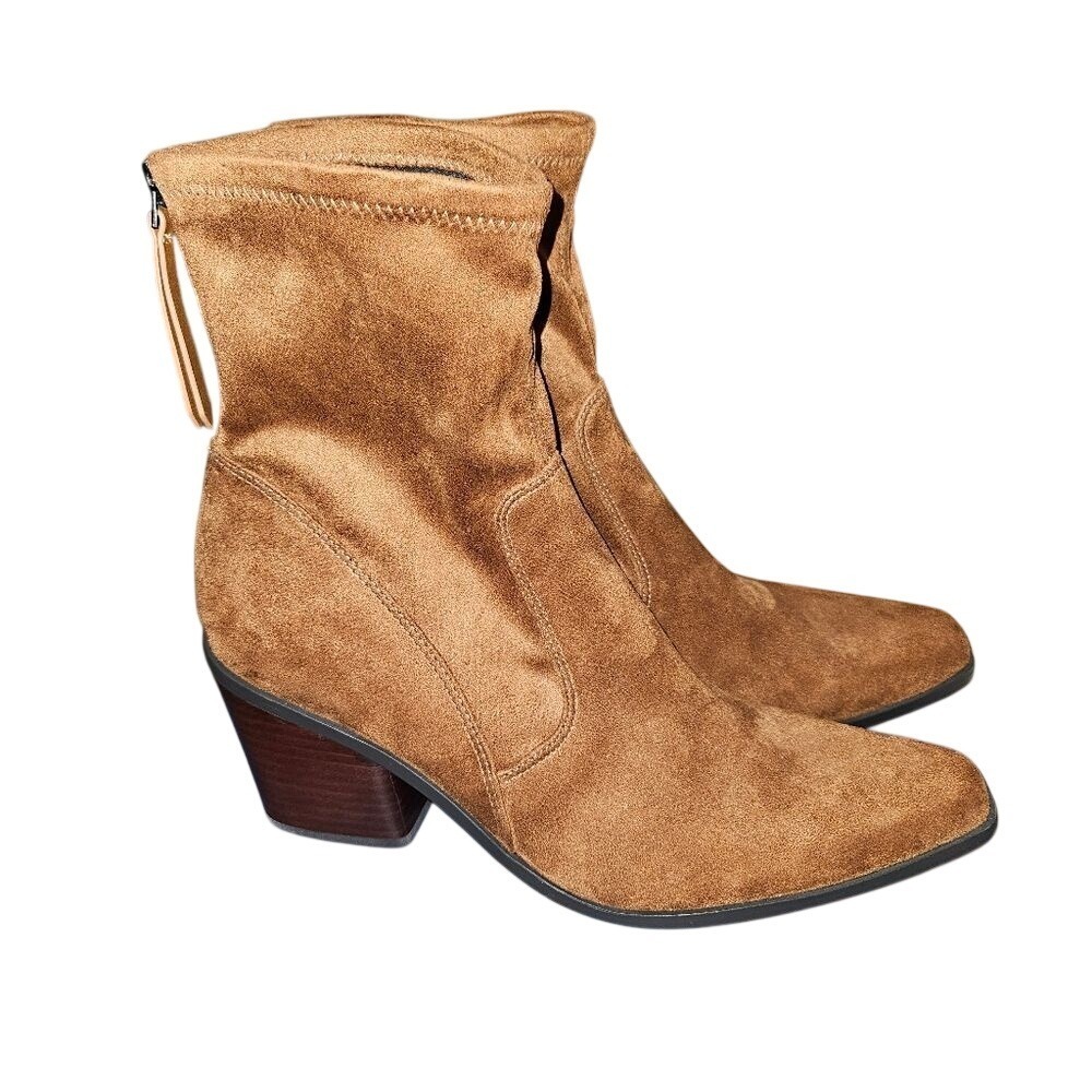 Naturalizer Brown‎ Suede Ankle Boots 9.5 (Fits Size 10) Comfort Block Heel NWOT